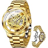 OLEVS Mens Skeleton Watches Automatic Self Winding Mechanical Designer Luxury Dress Stainless Steel Waterproof Original Wrist Watches for Men