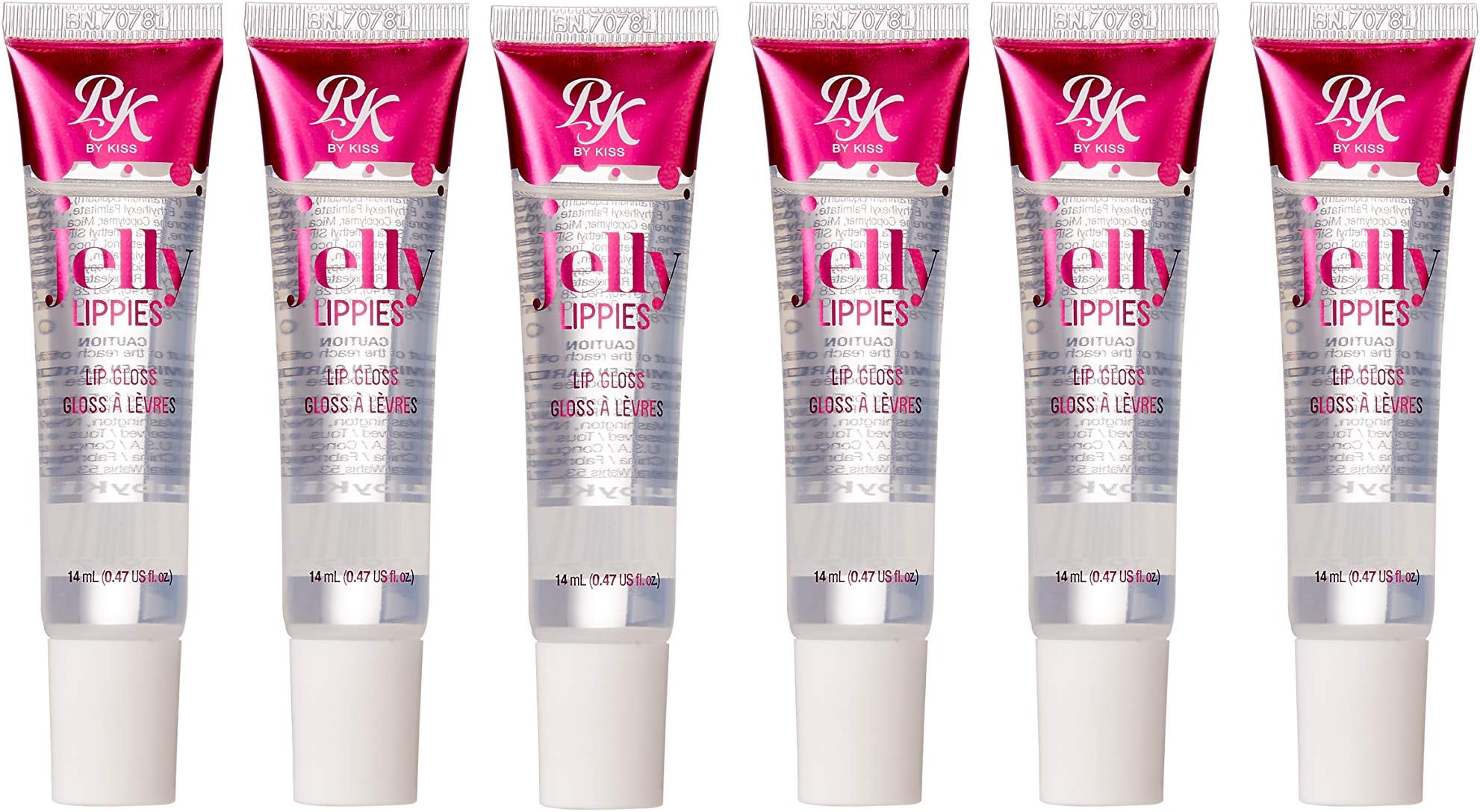 6 PACK!! Ruby Kisses Jelly Lippies Lip Gloss 14mL /0.47 fl.oz. (RCLG01-Clear)
