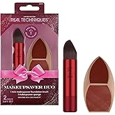 Real Techniques Makeupsaver Duo 2-Piece Gift Set, Brush &amp; Makeup Sponge | Smooth coverage with a mini foundation brush duo, makeup sponges for foundation, latex-free and vegan