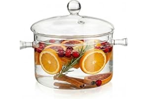 Jucoan 1.5L/50oz Glass Saucepan with Cover, Heat Resistant Stovetop Glass Cooking Pot with Lid for Pasta Noodle, Soup, Milk, 
