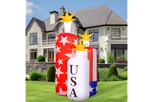 Glimin 9.5 ft Independence Day Inflatable Outdoor Yard Decoration 4th of July Inflatable Candles with Build in LED Lights Stripes Stars Holiday Blow up Inflatable Decor for 4th of July Party