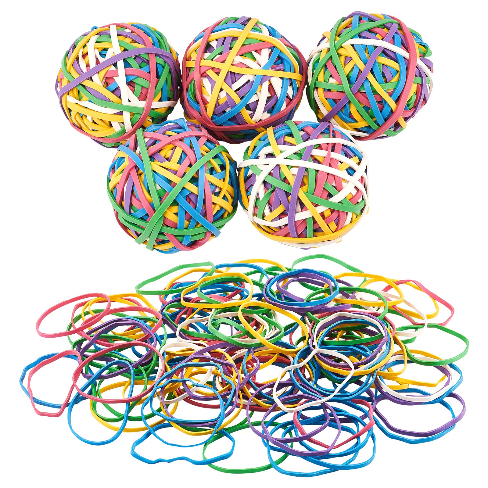 NBEADS 5 Rolls 600 Pcs Colorful Rubber Band Balls, Elastic Stretchable Bands Elastic Band Balls for Hair Arts and Crafts and Document Organizing
