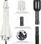 Yaheetech 9ft Garden Parasol Umbrella with Crank 8 Ribs Cream 2.7M Patio Shade view 6