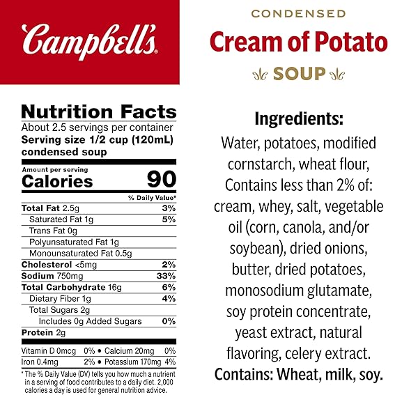 CAMPBELL’S CONDENSED CREAM OF POTATO SOUP, 10.5 OZ CAN (12 PACK)