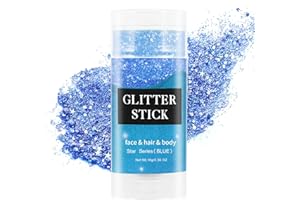 MEICOLY Blue Face Body Glitter Stick,Blue Hair Face Glitter Makeup,Mermaid Chunky Glitter Face Paint,Waterproof Sparkle Festival Rave Accessories for Women