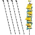 Pack of 4 – 12 Station Hanging Merchandise Strips with Hooks, 31” Metal Display Merchandise Strips for Retail Display with Label Header, Black