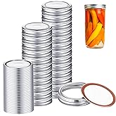 48 PCS Canning Jar Lids and Bands, Mason Canning Lids with Silicone Ring Leak Proof Secure, Reusable Split-Type Silver Lids f