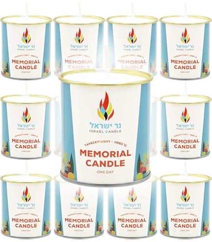 Yahrzeit Memorial Candles Pack Of 6 - 26 Hour Burn Time Kosher Candles Made In Israel