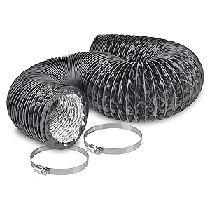 4" Air Duct - 8 FT Long, Black Flexible Ducting with 2 Clamps, 4 Layer HVAC Ventilation Air Hose - Great for Grow Tents, Green Houses, House Vent Register Lines