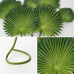 6 Pcs Pu Foam Artificial Palm Leaves Faux Palm