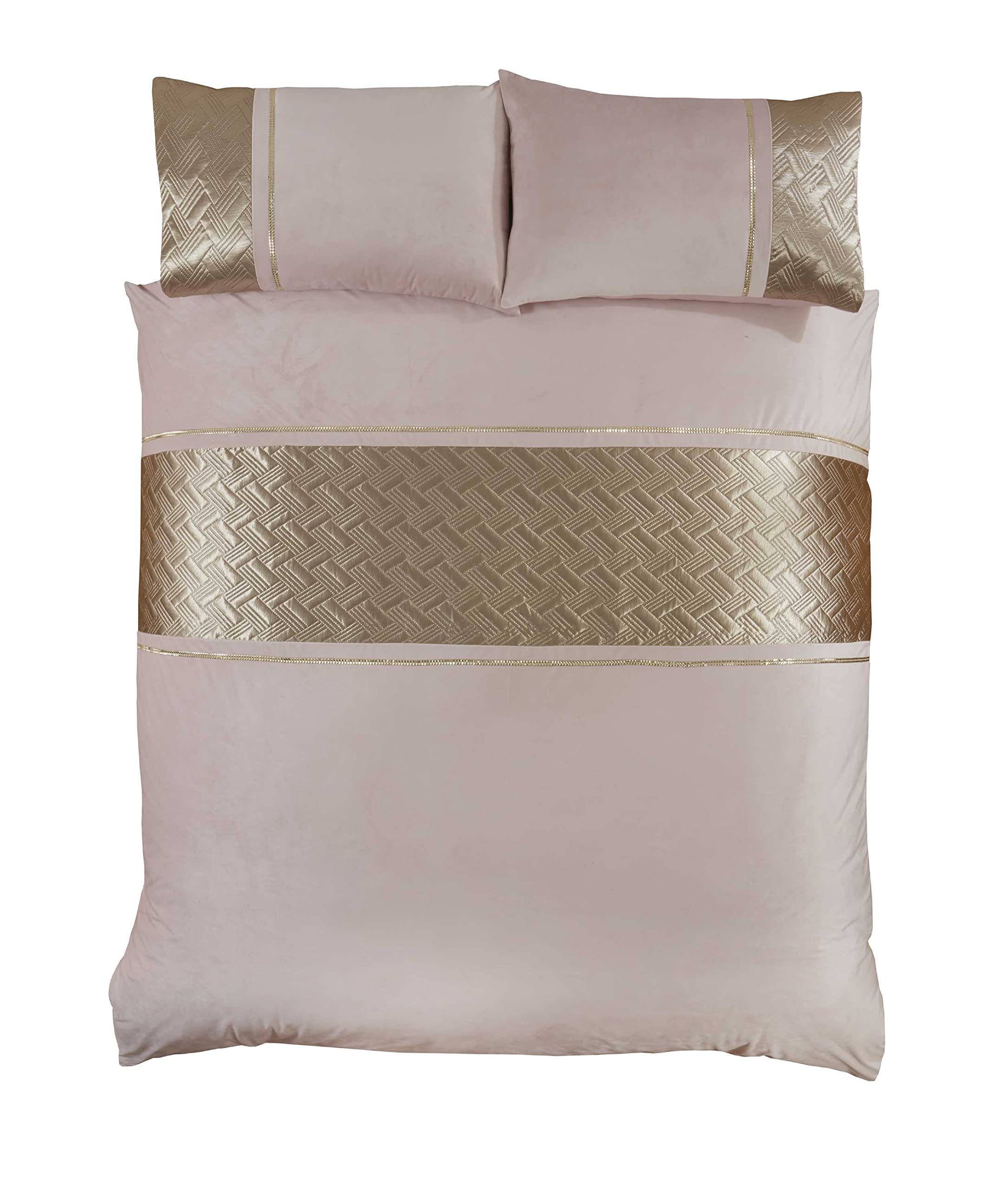 Rapport Home Capri Blush Velvet Duvet Cover Set - King Size (220x230cm) with 2 Pillowcases (50x75cm) - Luxurious Soft Bedding for Elegant Bedroom Decor