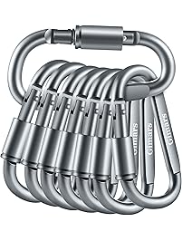 Gimars 8 Pack 3" Improved Durable Screw Locking & Spring Gate D Shape Aluminum Carabiners Clips Hook for Home, Rv, Camping, Fishing, Hiking, Traveling and Keychain