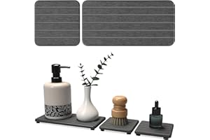 LYXEL 3PCS Stone Drying Tray, Stone Soap Tray, Water Absorbing Stones Trays for Sink, Fast Dry Diatomite Stones Sink Mat, Used for Hand Soap,Sponge,Toothbrush Holder in Bathroom Counter and Kitchen Sinks