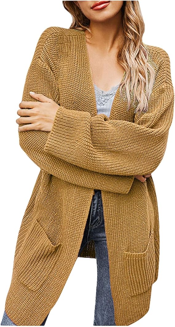 Amazon ニット ロング カーディガン リブニット ドルマン スリーブ ゆったり カジュアル 秋冬 レディース ロングカーディガン アウター 羽織り 秋 冬 ロング 長袖 大人 大きめ 冷房対策 オフィス 普段着 カーディガン ボレロ 通販