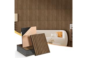 LAAPEE 12 Pack Large Acoustical Wall Panels, Sound Proof Panels for Wall, 16x12x0.4 Inches Self-Adhesive Acoustical Soundproof Panels, Acoustic Treatment for Home Office Recording Studio Walnut