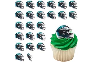 DecoPac NFL Philadelphia Eagles Helmet Rings, 24 Football Cupcake Decorations, Officially Licensed, Football Rings, Food Safe Cake Toppers – 24 Pack