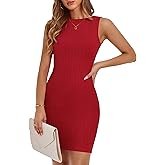 PRETTYGARDEN Spring Dresses for Women 2025 Sleeveless Bodycon Short Work Tank Dress Summer Casual Ribbed Mini Sundresses
