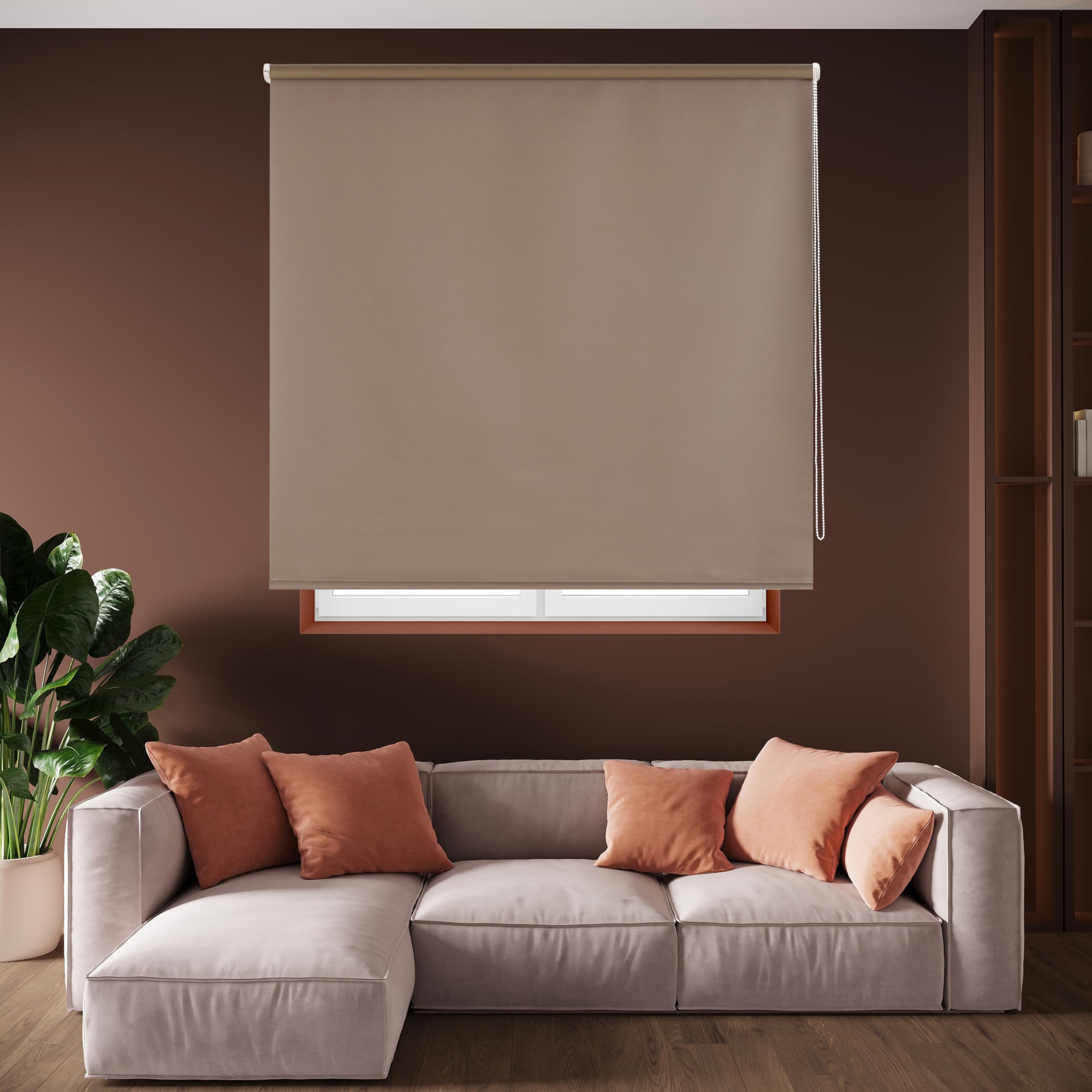 Blindecor Draco - 100 Percent Opaque Roller Blind, 120x230 cm, Brown