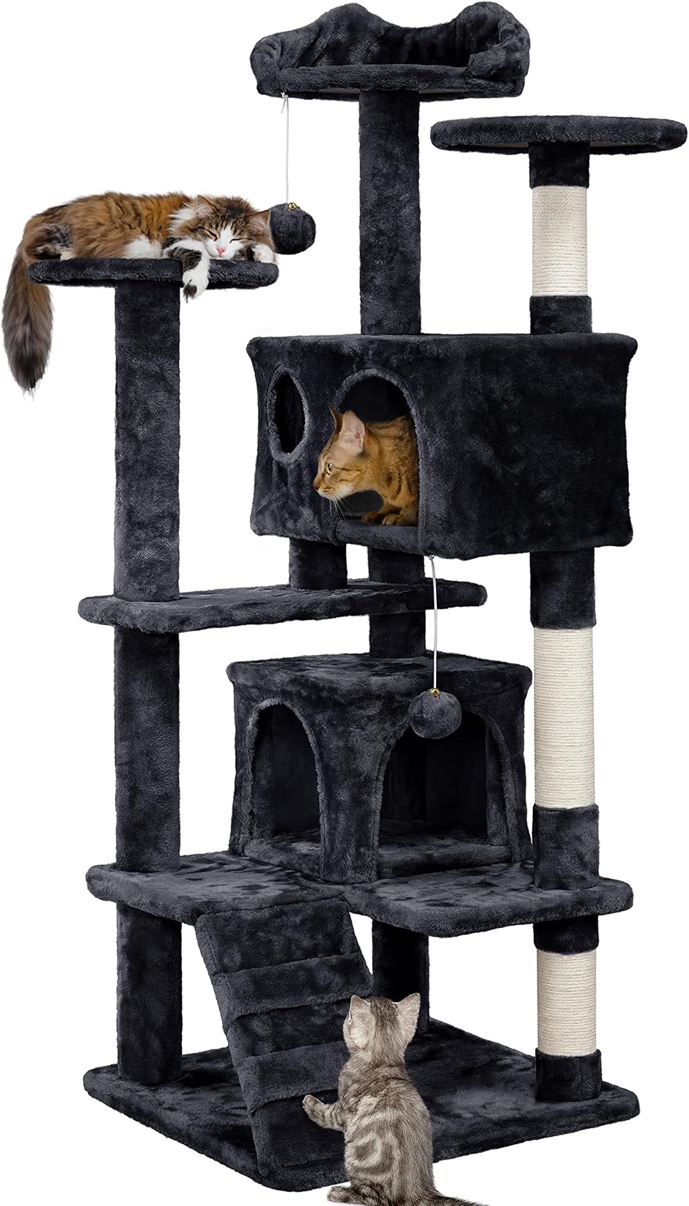 Yaheetech 138.5cm Cat Tree Tower Multilevel Activity Tree Black