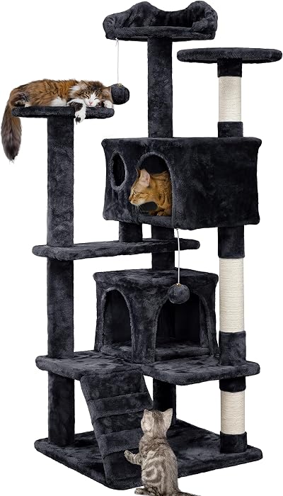 Yaheetech 138.5cm Cat Tree Tower Multilevel Activity Tree Black