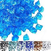 Calofulston 20lbs Turquoise Blue Fire Glass for Fireplace, 1/2 Inch Decorative Fire Pit Glass Rocks for Propane Gas Fire Pit and Fire Pit Table