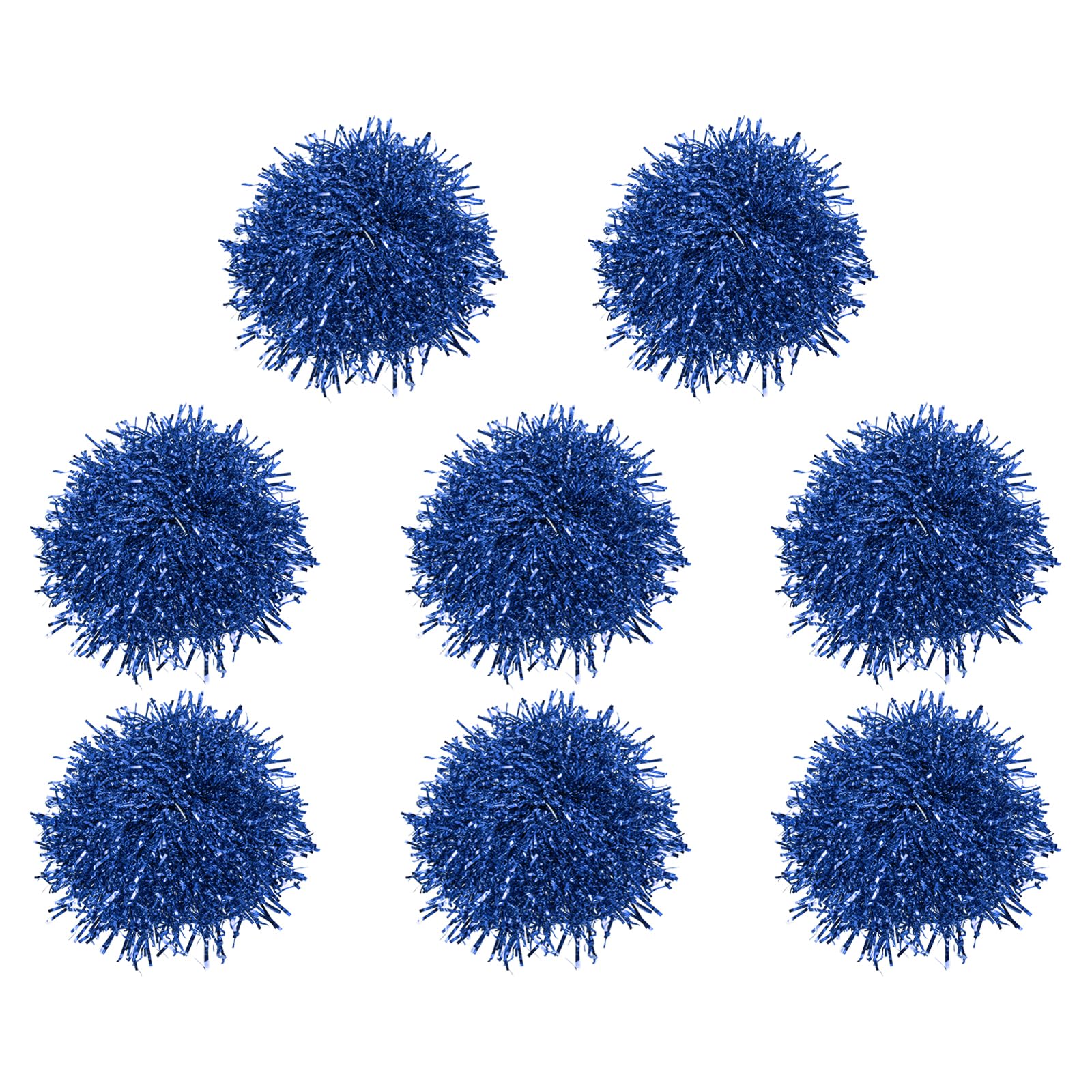 PATIKIL Cheerleading Pom Poms with Finger Holes, 8 Pack Metallic Foil Cheering Hand Flower for Sport Team Spirit, Blue
