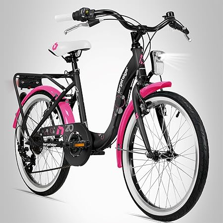 Bergsteiger Atlantis 20 Zoll Kinderfahrrad, geeignet für 6, 7, 8, 9 Jahre, StVZO, Shimano 6 Gang-Schaltung, Mädchen-Fahrrad m