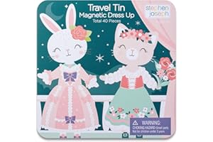 Stephen Joseph, Travel Tin Magnetic Dress Up,Bunny and Cat Small, 40 unique pieces