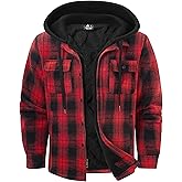 Dekomere Men's Thick Fleece Plaid Jacket Flannel Shirts Sherpa Lined Full Zip Up Hoodie Winter Coat with Pockets