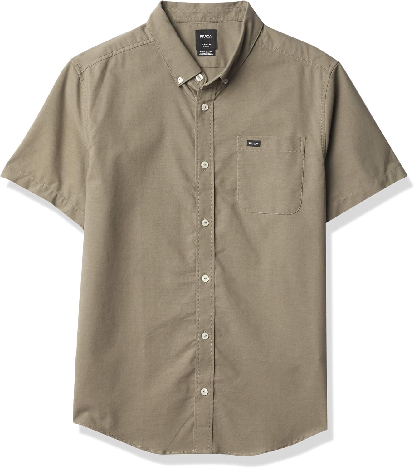 RVCA Men's Thatll Do Stretch Short Sleeve Woven Button Front Shirt: Clothing