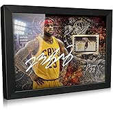ORIMAMI Signed Black Superstar LeBron James Poster Framed Photo Decor with 1x35mm Film Display,Cool Gifts for Basketball Lover/LeBron James Fans - 8x6 Inches
