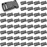 Litoexpe 50 Pieces 1 Inch Quick Side Release Plastic Buckle, Heavy Duty Parachute Replacement Buckle, Dual Adjustable No Sewing Clips Snaps for Backpack Strap Webbing Belt Dog Collars