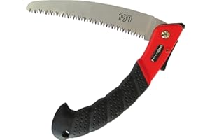TABOR TOOLS Folding Saw with 8 Inch Curved Blade and Rugged Grip Handle, Hand Saw for Pruning Trees, Trimming Branches, Camping, Clearing Forest Trails. TTS25A. (Curved Blade 8 Inch)