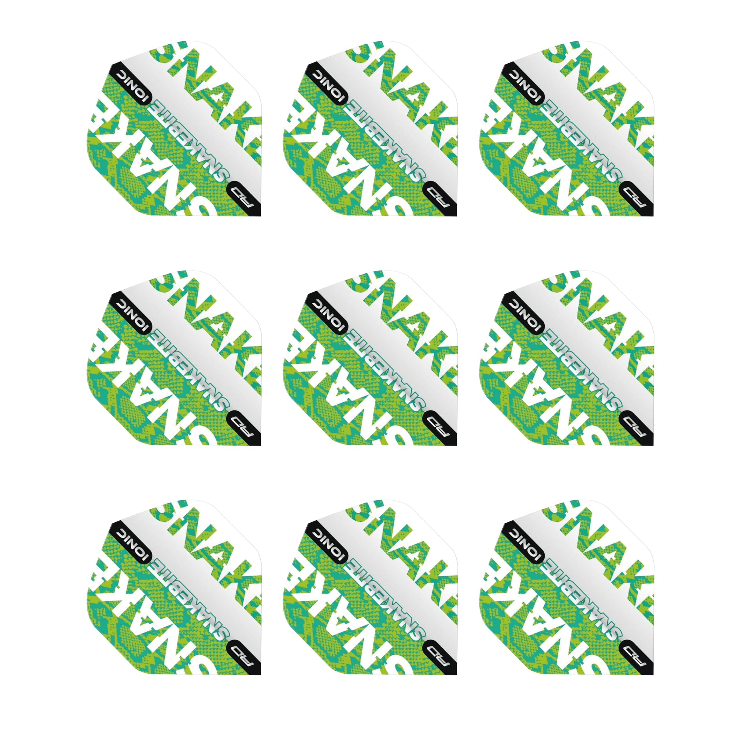 RED DRAGON Snakebite Ionic Green Dart Flights - 3 sets Per Pack (9 Dart Flights in total)