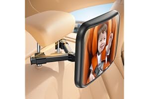 Lamicall Baby Car Mirror for Backseat - [2025 Safest Triangle Hook Clip] Acrylic Car Seat Mirror for Rear Facing, 360° Rotation & Wide Clear View, 3S Quick Install, Newborn Baby Essentials Accessories