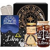 Libra Birthday Gifts for Women - Zodiac Glass Cup Basket for Her - Astrology Gift set for Mom Sister - Thank You Box for Friend - Constellation Basket for Boss Lady Coworker