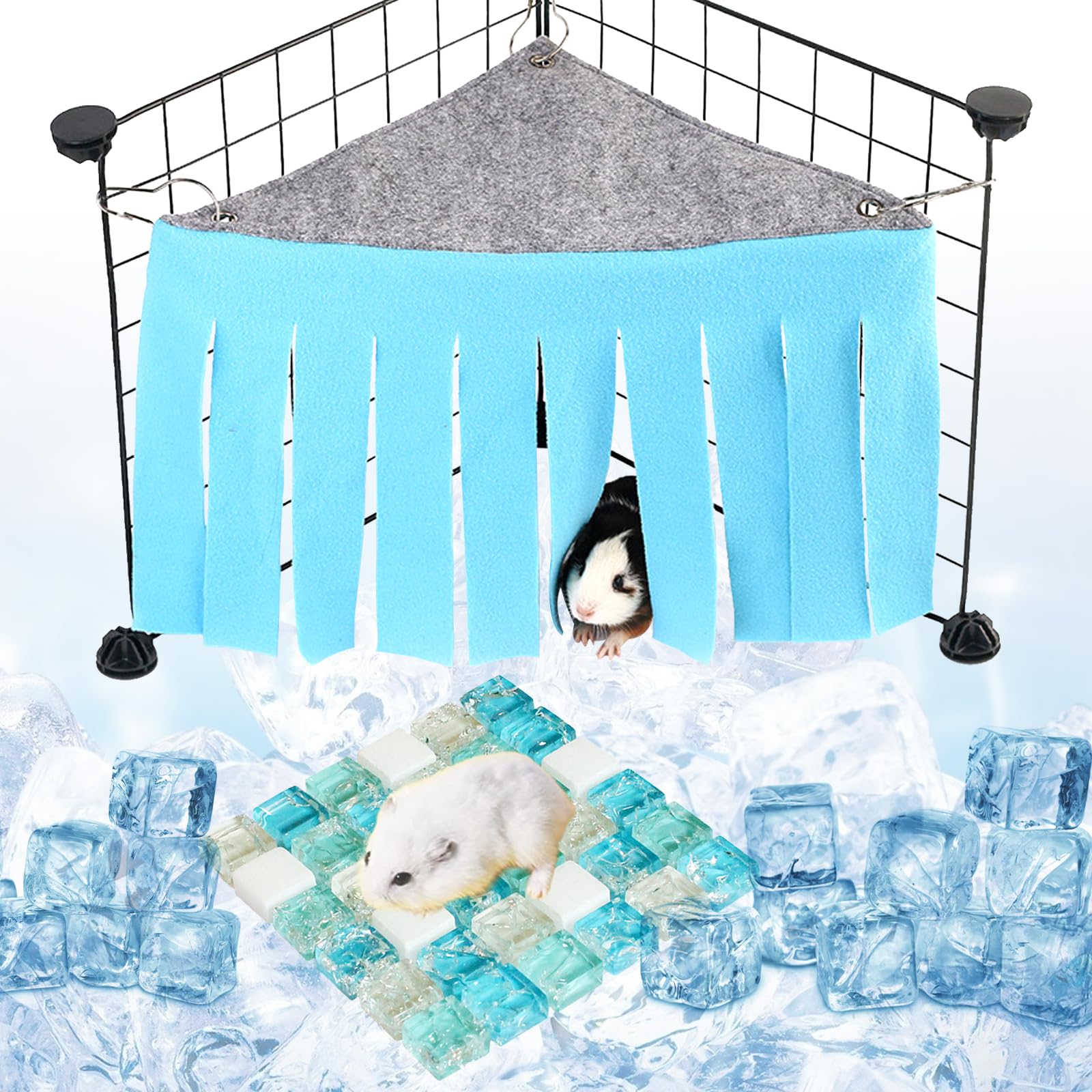 JSTHHTT Small Animal Beds 10 x 10 cm with Guinea Pig Hideout, Small Animal Bed Mat, Cooling Pad, Ideal for Guinea Pigs, Hamsters and More