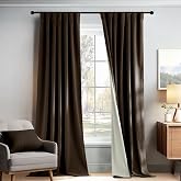 PONY DANCE Brown Velvet 100% Blackout Curtains 90 inches Long for Bedroom | Thermal Insulated Window Drapes for Living Room, Back Tab Hook Belt Luxury Window Curtain(2 Panels, W52 x L90)