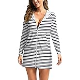 Women's UPF 50+ Swim Cover Up Sun Protection Hoodie Long Jacket SPF Lightweight Beach Cover Ups for Women