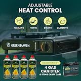 Green Haven Portable Camping Stove with Case and Four Butane Cartridges EN417 view 3