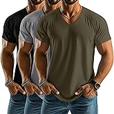 Riyiper 3 Pack Men's Big and Tall T-Shirts V Neck Short Sleeve Plus Size Tops Raglan Casual Stretch Summer Basic Tee Shirts