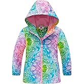 Sowllars Girls Rain Jacket, Windbreaker Kids Raincoat Waterproof Zip Jacket with Fleece Liner