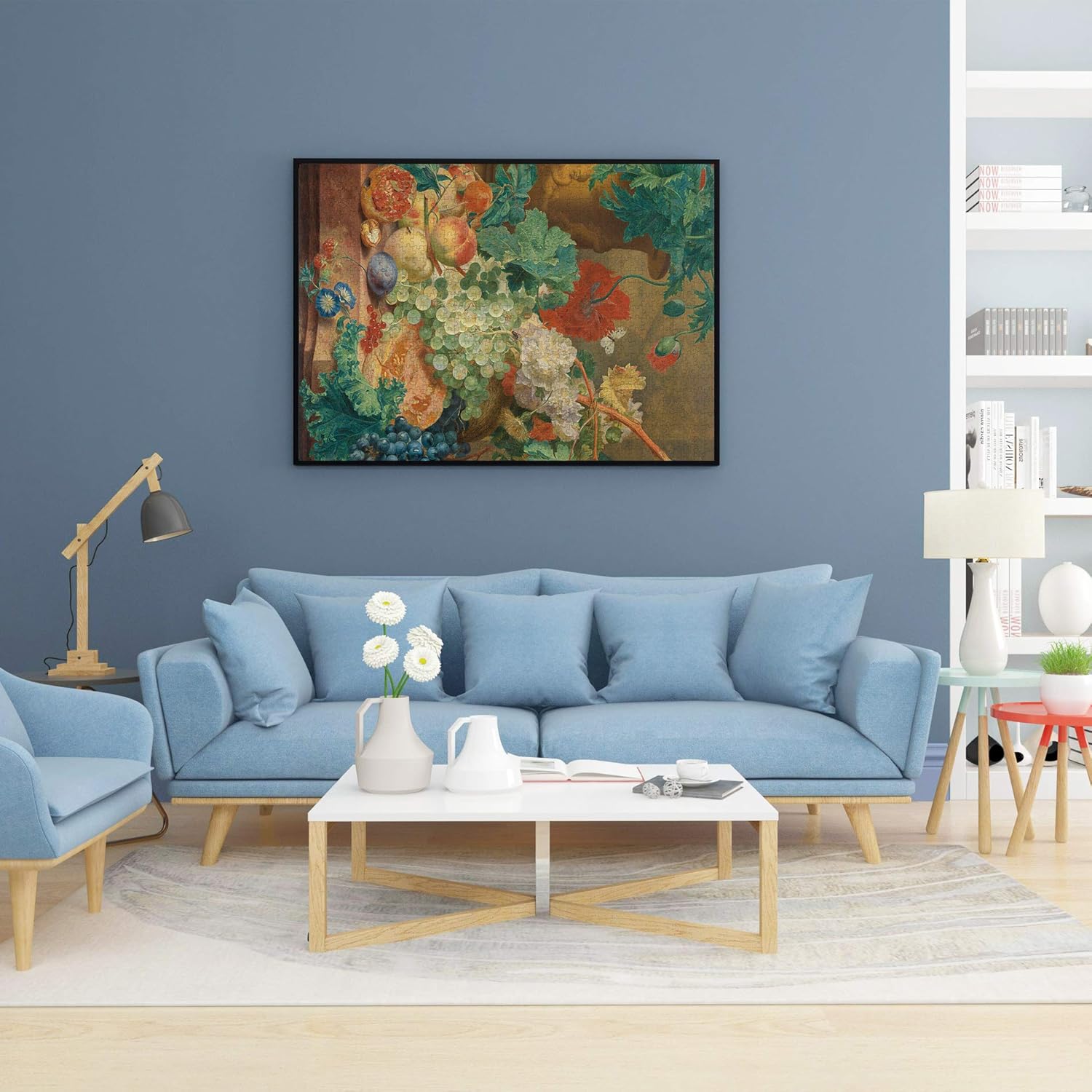 Conzy Puzzles for Adults 1000 Pieces-Still Life with Flowers and Fruit-Art Masterpiece Oil Painting Jigsaw Puzzles for Adults, Teens, Kids Aged 14 Years Old and up