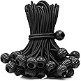 Joneaz Tarp Bungee Cord with Balls 12 inch Black UV Resistant, 50-Piece