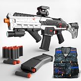 SOFITEN Toy Gun Automatic Sniper Rifle with Foldable Scope | Tactical Vest, Flashlight, Electric Toy Foam Blaster Soft Dart Safety, Indoor Outdoor Play Team Gift for Boys Birthday Xmas