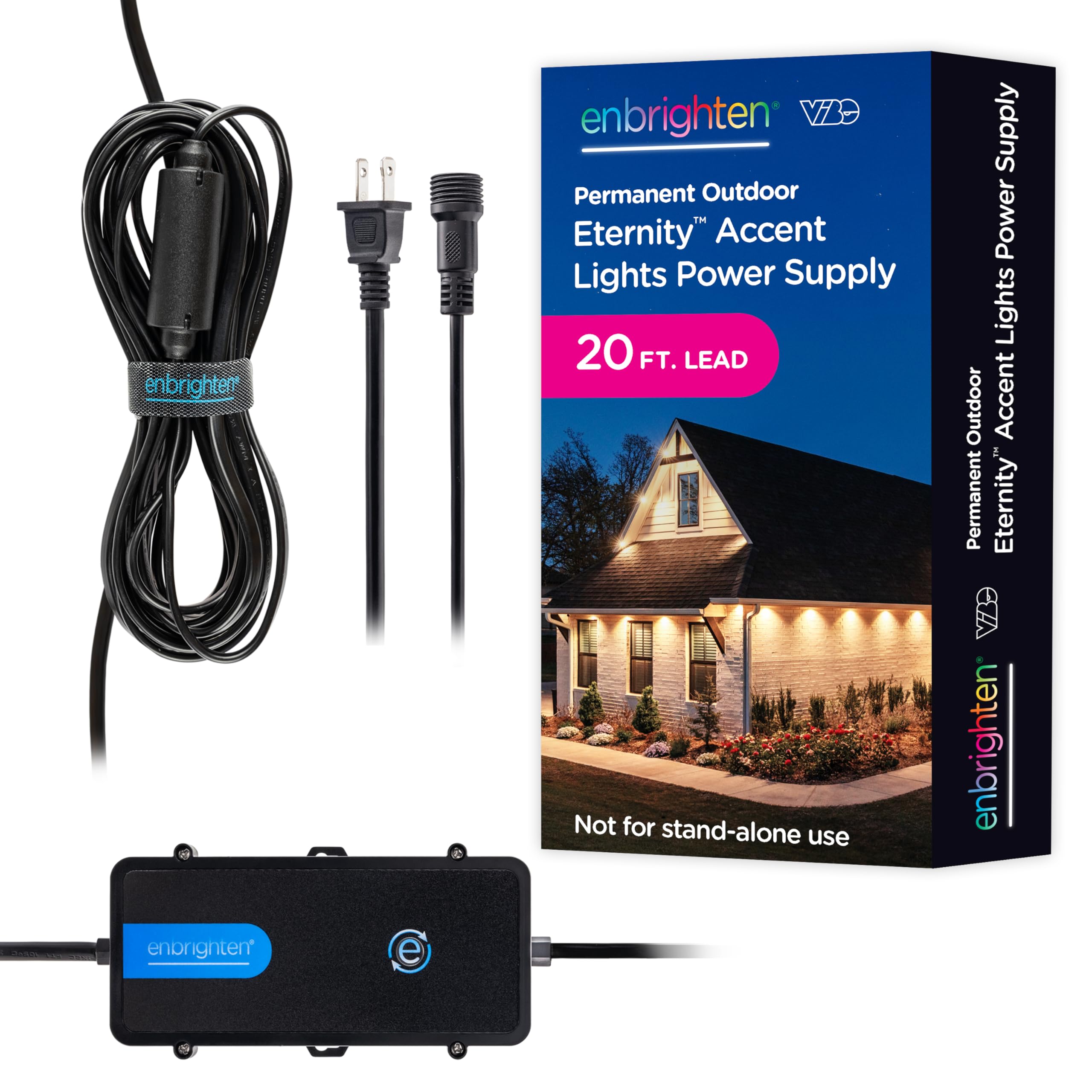 Photo 1 of Enbrighten Vibe Eternity Accent Light Power Supply, 20ft. Lead, Not for Standalone Use, 50ft, 100ft, or 150ft Eternity Accent Lights Needed, Black, 86132