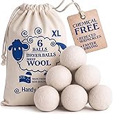 Handy Laundry Wool Dryer Balls 6-Pack, Reusable Natural Fabric Softener | Reusable Wool Dryer Balls, Natural Fabric Softener, Reduces Wrinkles, Alternative to Liquid Softener