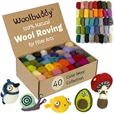 Woolbuddy Needle Felting Kit 40 Colors Wool Roving for Adults &amp; Beginner | Multi-Color Natural Wool Roving Kit with Instruction, Premium Corriedale Wool for Needle &amp; Wet Felting, Holiday Handmade Gift