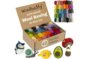Woolbuddy Wool Roving Kit - 40 Vibrant Corriedale Wool Colors for Wet & Dry Felting – Soft, Carded Core Wool for Beginners & Artists – Premium Felting Supplies