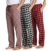 Real Essentials 3 Pack: Men's Soft Cotton Flannel Pajama Pants PJ Lounge Bottoms Elastic Waist Pockets (Big and Tall)
